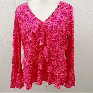 Parker hydrangea ruffle hot pink top size medium
